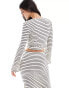 Pimkie wrap v neck top co-ord in black and white stripe