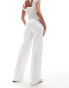 Vero Moda Tall tie waist wide leg trouser in white weiß, L - EU 38 - фото #3