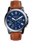 Men's Chronograph Grant Light Brown Leather Strap Watch 44mm