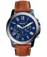 ფოტო #1 პროდუქტის Men's Chronograph Grant Light Brown Leather Strap Watch 44mm