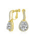 ფოტო #1 პროდუქტის Style Halo Clear Cubic Zirconia AAA CZ Fashion Formal Dangle Drop Teardrop Screw Back Clip On Earrings For Women Prom Bridesmaid Wedding Gold Plated