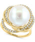 ფოტო #1 პროდუქტის EFFY® Freshwater Pearl (13mm) & Diamond (1/3 ct. t.w.) Love Knot Ring in 14k Gold