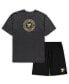 ფოტო #2 პროდუქტის Men's Black, Heathered Charcoal Pittsburgh Penguins Big and Tall T-shirt and Shorts Sleep Set