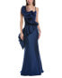 Фото #1 товара Badgley Mischka Pleated Swirl Gown Women's Blue 10
