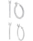 Фото #1 товара 2-Pc. Set Diamond In & Out and Polished Small Hoop Earrings (1/6 ct. t.w.) in Sterling Silver