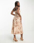 Forever New strappy maxi dress in brown satin floral