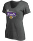 Фото #3 товара Women's Heathered Charcoal Los Angeles Lakers 2020 Western Conference Champions Locker Room V-Neck T-shirt