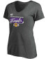 Women's Heathered Charcoal Los Angeles Lakers 2020 Western Conference Champions Locker Room V-Neck T-shirt Черный, M - фото #3