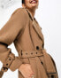 Фото #2 товара Selected Femme heavy weight wool trench coat in camel