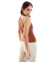 Фото #4 товара Abercrombie & Fitch one shoulder mock neck draped top in deep tan