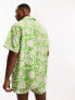 ASOS DESIGN co-ord relaxed revere shirt in green animal print