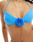 Candypants bikini top in baby blue with flower corsage detail