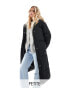 Threadbare Petite maxi puffer coat with hood in black