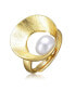 Фото #2 товара Sterling Silver 14K Gold Plated with Genuine Freshwater Pearl Geometric Ring