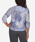 ფოტო #2 პროდუქტის Petite Worth Avenue Medallion Patchwork Beaded Crew Neck Top