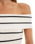 Фото #3 товара Vero Moda knitted off the shoulder top in mono stripe