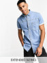 ASOS DESIGN short sleeve skinny denim shirt in light washed blue