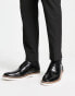 ASOS DESIGN oxford lace up in black polished leather with white contrast sole