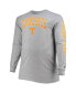 Фото #2 товара Men's Heathered Gray Distressed Tennessee Volunteers Big and Tall 2-Hit Logo Long Sleeve T-shirt