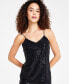 Фото #1 товара Women's Linear Shine V-Neck Camisole Top, Created for Macy's