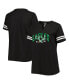 Фото #1 товара Women's Black Philadelphia Eagles Plus Size Throwback Notch Neck Raglan T-shirt