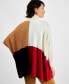 ფოტო #2 პროდუქტის Women's Colorblocked Square Poncho Sweater, Created for Macy's