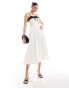 Фото #2 товара Extro & Vert corset top pleated midi dress in white