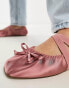 ASOS DESIGN Wide Fit Los Angeles ruched ballet in rose satin