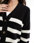 Selected Femme Bloomie cardigan in black white stripe