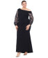 ფოტო #2 პროდუქტის Plus Size Off-The-Shoulder Floral-Sleeve Gown