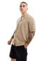 Threadbare knitted textured shirt in stone