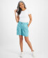 Фото #1 товара Petite Mid Rise Zig Zag Stitch Cargo Shorts, Created for Macy's