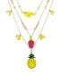 Фото #2 товара Betsey Johnson faux Stone Fruit Charm Layered Necklace