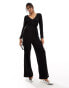 Vero Moda knitted wide leg jumpsuit in black