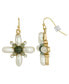 Gold-Tone Imitation Pearl and Semi Precious Stone Drop Earrings