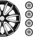 Фото #3 товара OMAC Hubcap Wheel Cover Set 16 Inch Compatible with Car Made of Pa66 M20 + PP ABS Material Steel Rims Wheel Centre Caps 1 Set (4 Pieces) Black/White Front and Rear