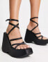 Фото #1 товара Bershka strap up detail chunky satin sandal in black