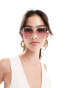 Фото #8 товара ASOS DESIGN 70s metal aviator sunglasses pink ombre lens