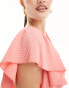 Фото #4 товара Little Mistress lace detail midaxi flutter sleeve dress in coral