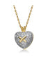 Фото #2 товара Sterling Silver White and 14K Gold Plated with White Cubic Zirconia Thick Ribbon Pendant