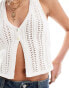 Фото #3 товара Bershka crochet festival waistcoat in ecru