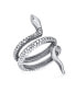ფოტო #3 პროდუქტის Boho Fashion Statement Garden Animal Pet Reptile Wrap Coil Serpent Snake Ring Band Women Oxidized .925 Sterling Silver