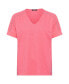 Women's 100% Cotton Short Sleeve Solid Tee with Embroidered Trim