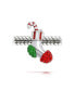 ფოტო #3 პროდუქტის Sparkling Red Green Crystal Candy Cane Christmas Holiday Stocking Stuffer Bead Charm For For Women Sterling Silver Fits European Bracelet