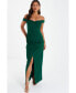 ფოტო #1 პროდუქტის Women's Ruched Bardot Wrap Maxi Dress