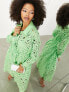 Фото #1 товара ASOS EDITION broderie drawstring long sleeve midi shirt dress in bright green