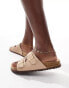 French Connection double buckle footbed sandals in taupe