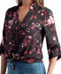 ფოტო #3 პროდუქტის Juniors' Printed Collared Roll-Tab-Sleeve Top