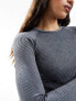 ASOS 4505 Icon seamless rib long sleeve crop top in washed grey