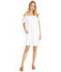 Фото #1 товара Tommy Bahama 299205 Linen Dye Off-The-Shoulder Dress Cover-Up White LG (US 14)